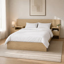COMBO CAMA KALMA MATRIMONIAL MELAMINA ROBLE/2 MESAS DE NOCHE 1 GAVETA/1 ENTREPAÑO
